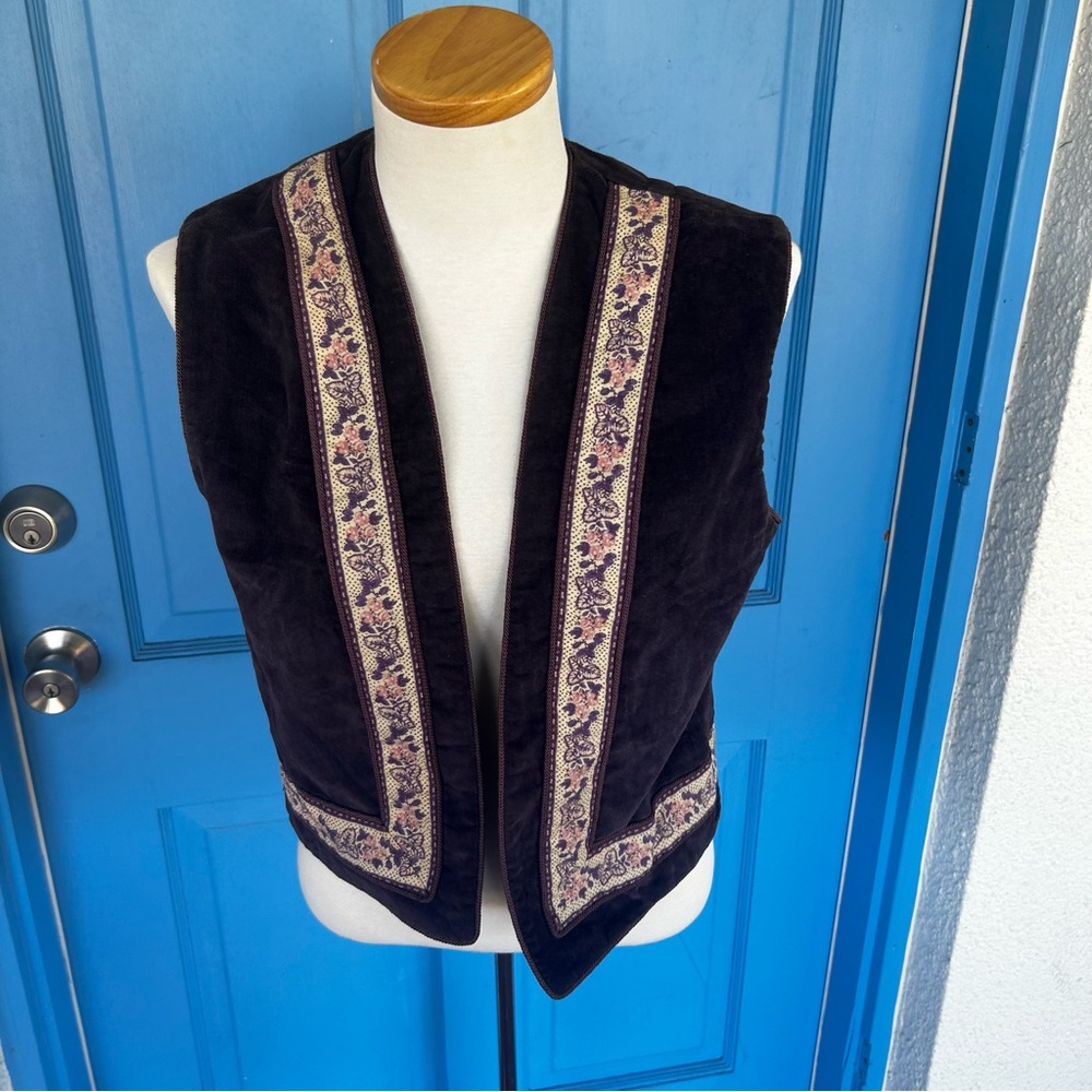 Vintage Purple Reversible Vest With Floral Details, Goblincore, Retro rock